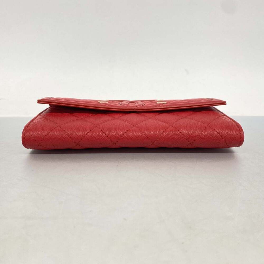 CHANEL Red Caviar Leather Wallet - Picture 2 of 10